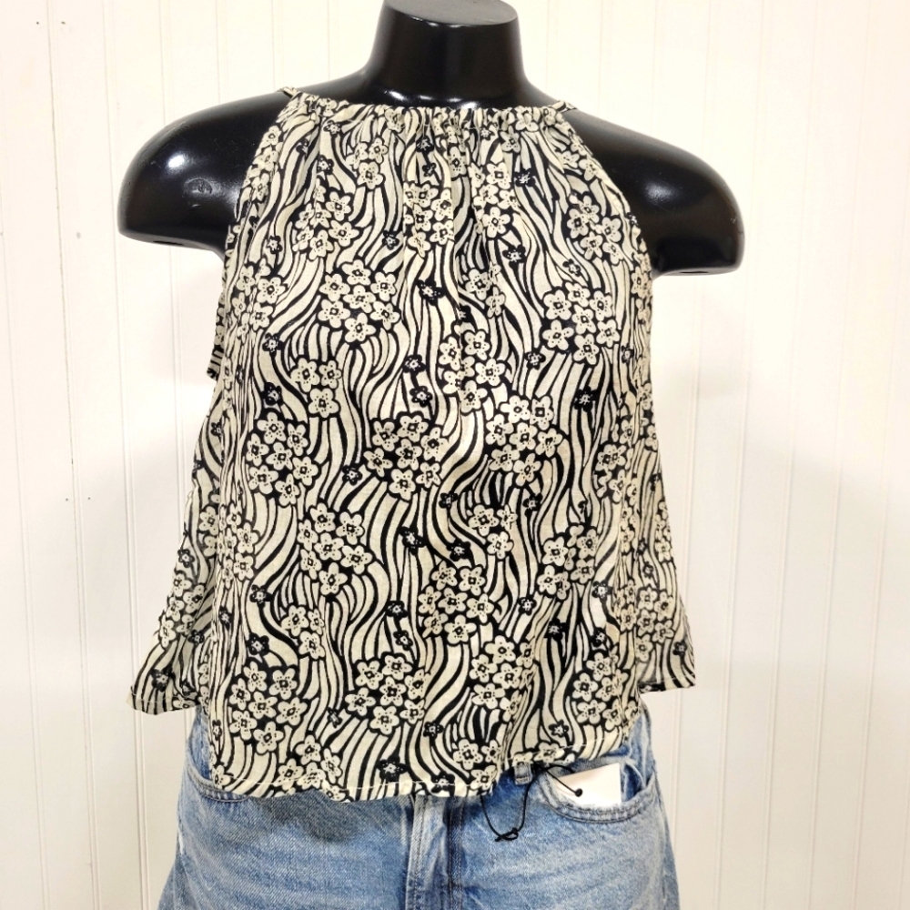 Gauzy Black & Cream Top